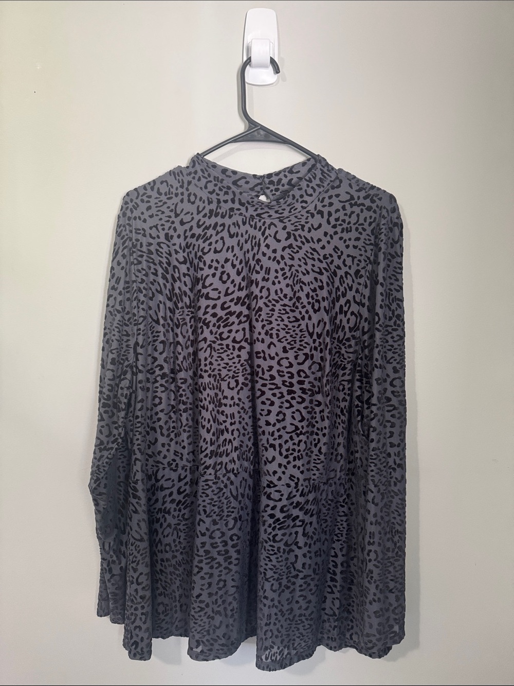 Lane Bryant Navy Blue Leopard Print Long Sleeve Top